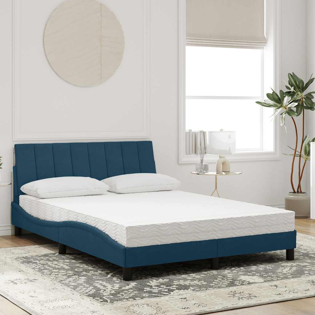 Bett mit Matratze Hanko Blau Samt 140x190 cm