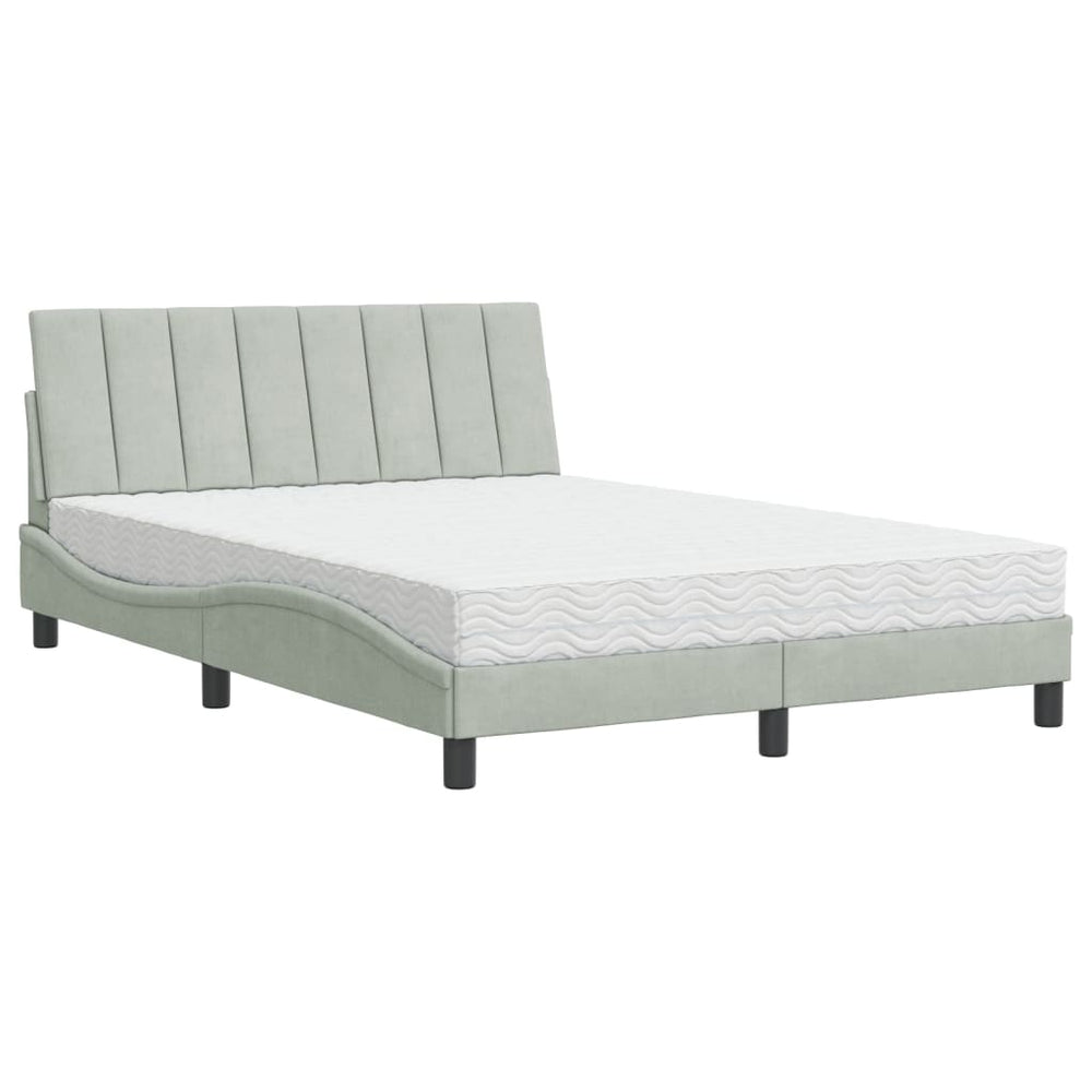 Bett mit Matratze Hanko Hellgrau Samt 140x200 cm