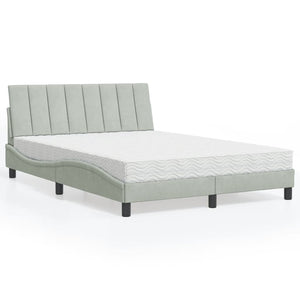 Bett mit Matratze Hanko Hellgrau Samt 140x200 cm