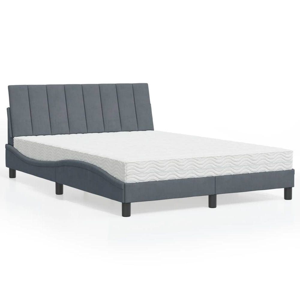 Bett mit Matratze Hanko Dunkelgrau Samt 140x200 cm