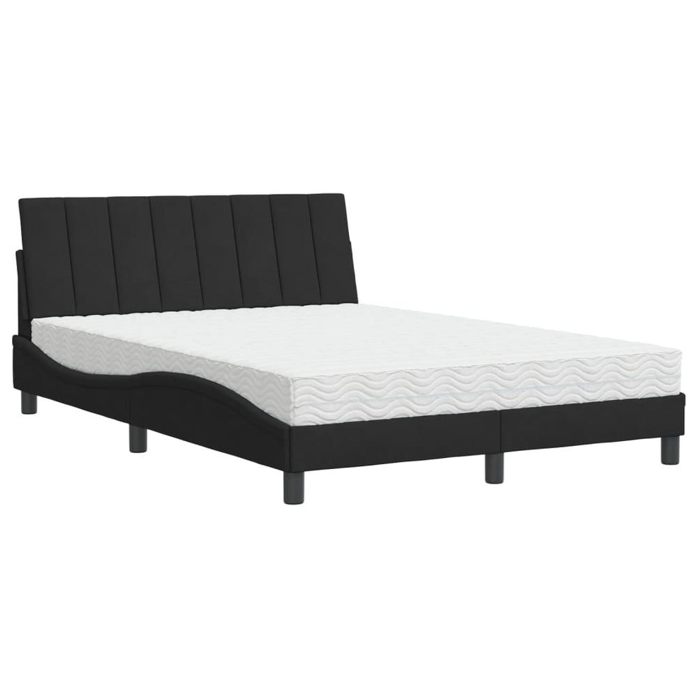 Bett mit Matratze Hanko Schwarz Samt 140x200 cm