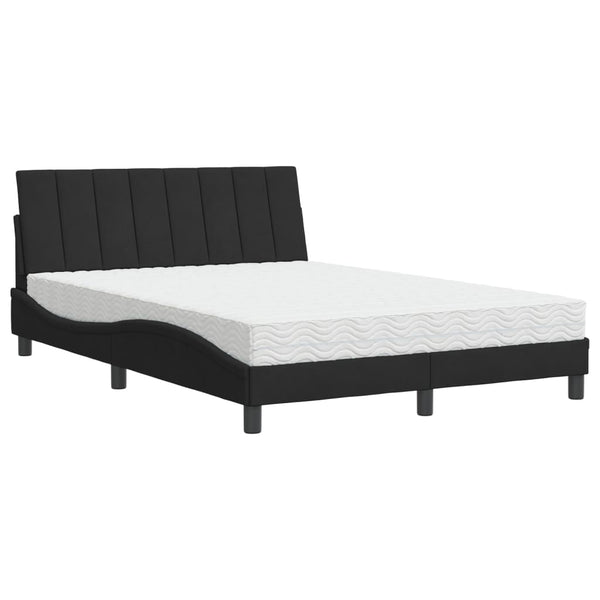 Bett mit Matratze Hanko Schwarz Samt 140x200 cm