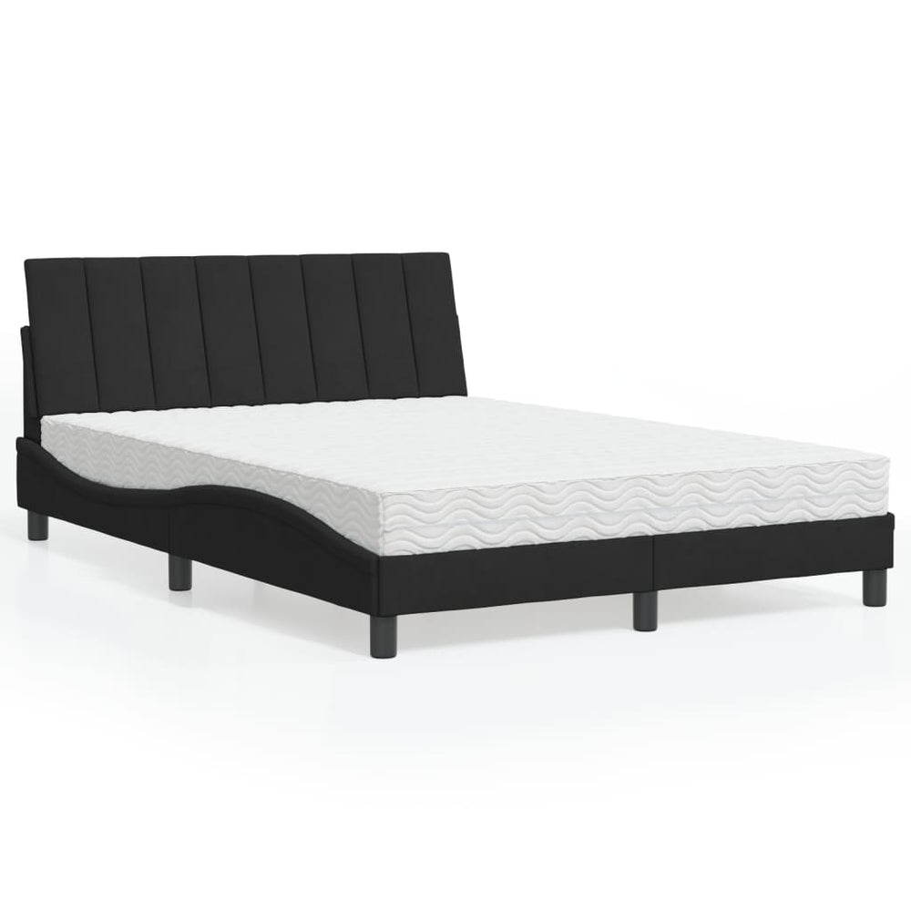 Bett mit Matratze Hanko Schwarz Samt 140x200 cm