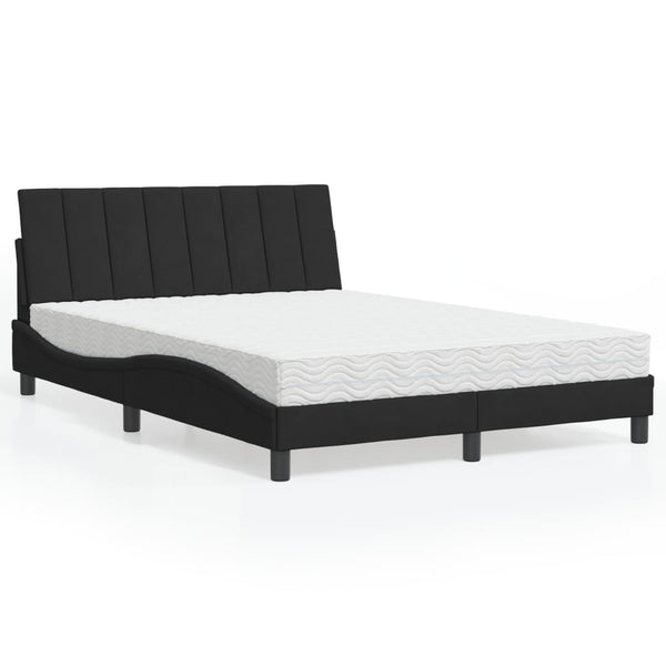 Bett mit Matratze Hanko Schwarz Samt 140x200 cm
