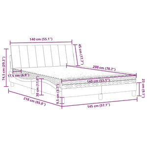 Bett mit Matratze Hanko Blau 140x200 cm Samt