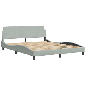 Bett mit Matratze Hanko Hellgrau Samt 160x200 cm