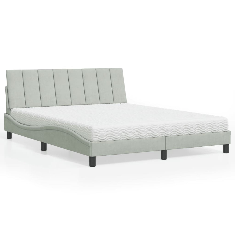 Bett mit Matratze Hanko Hellgrau Samt 160x200 cm