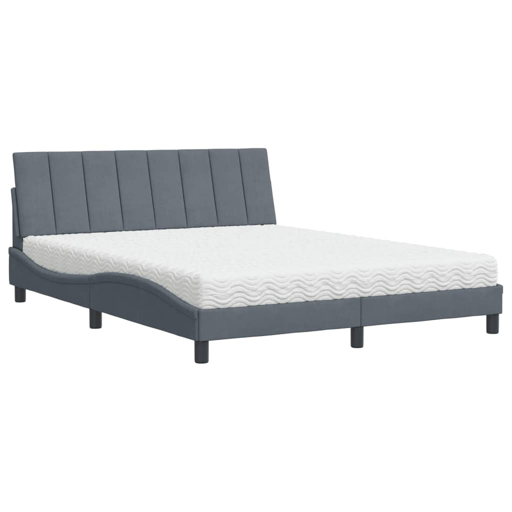 Bett mit Matratze Hanko Dunkelgrau Samt 160x200