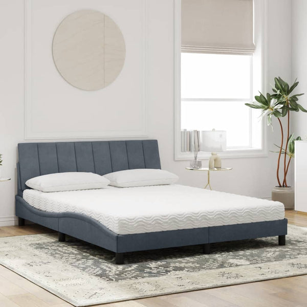Bett mit Matratze Hanko Dunkelgrau Samt 160x200