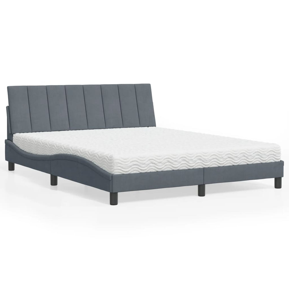 Bett mit Matratze Hanko Dunkelgrau Samt 160x200