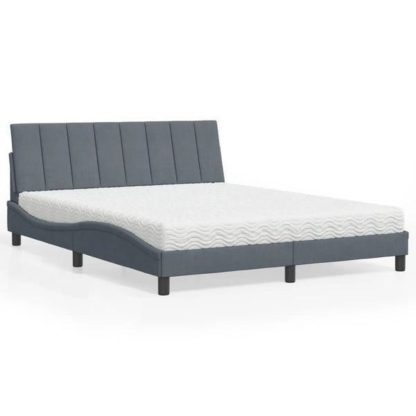 Bett mit Matratze Hanko Dunkelgrau Samt 160x200