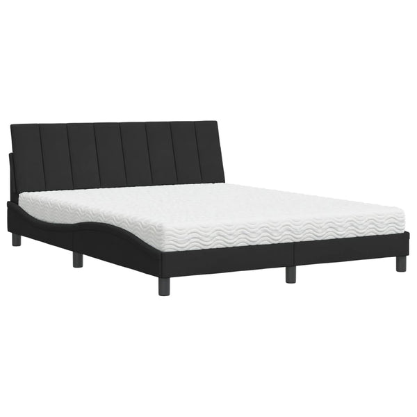 Bett mit Matratze Hanko Schwarz 160x200 cm Samt