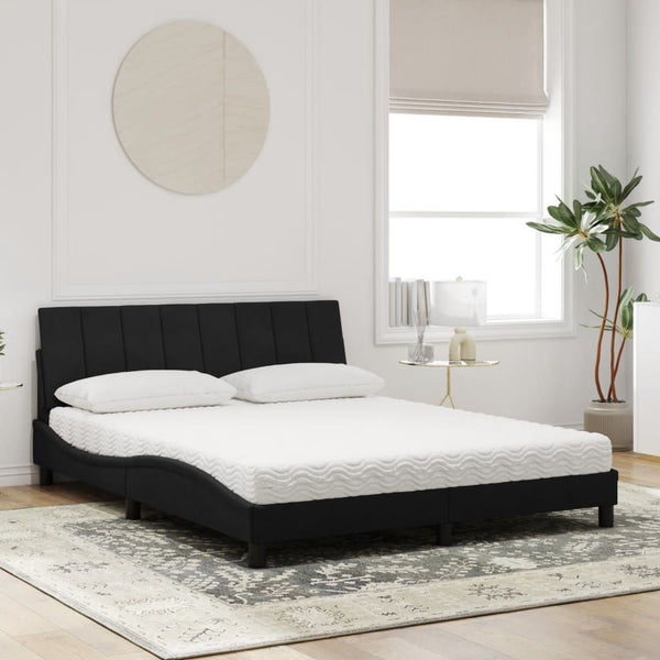 Bett mit Matratze Hanko Schwarz 160x200 cm Samt