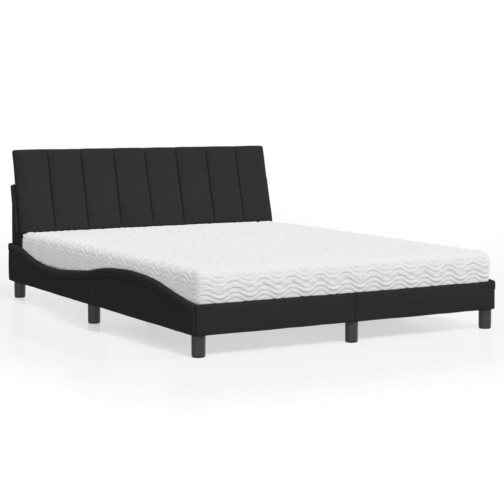 Bett mit Matratze Hanko Schwarz 160x200 cm Samt