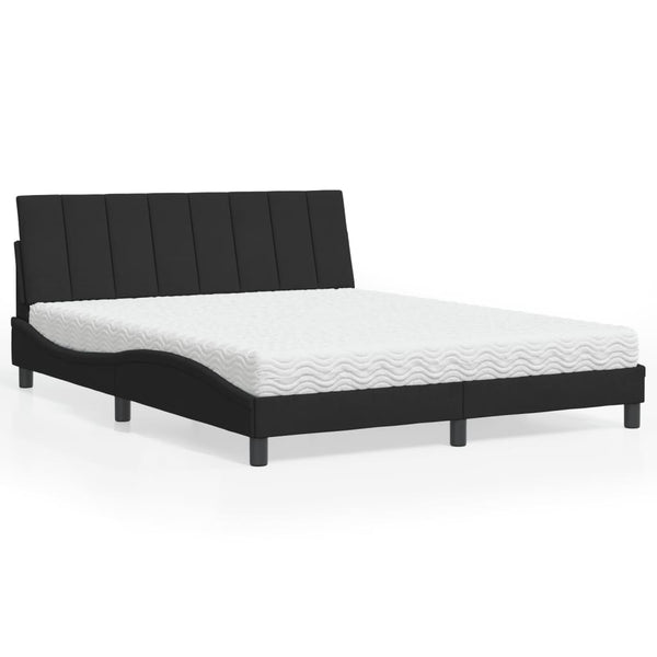 Bett mit Matratze Hanko Schwarz 160x200 cm Samt
