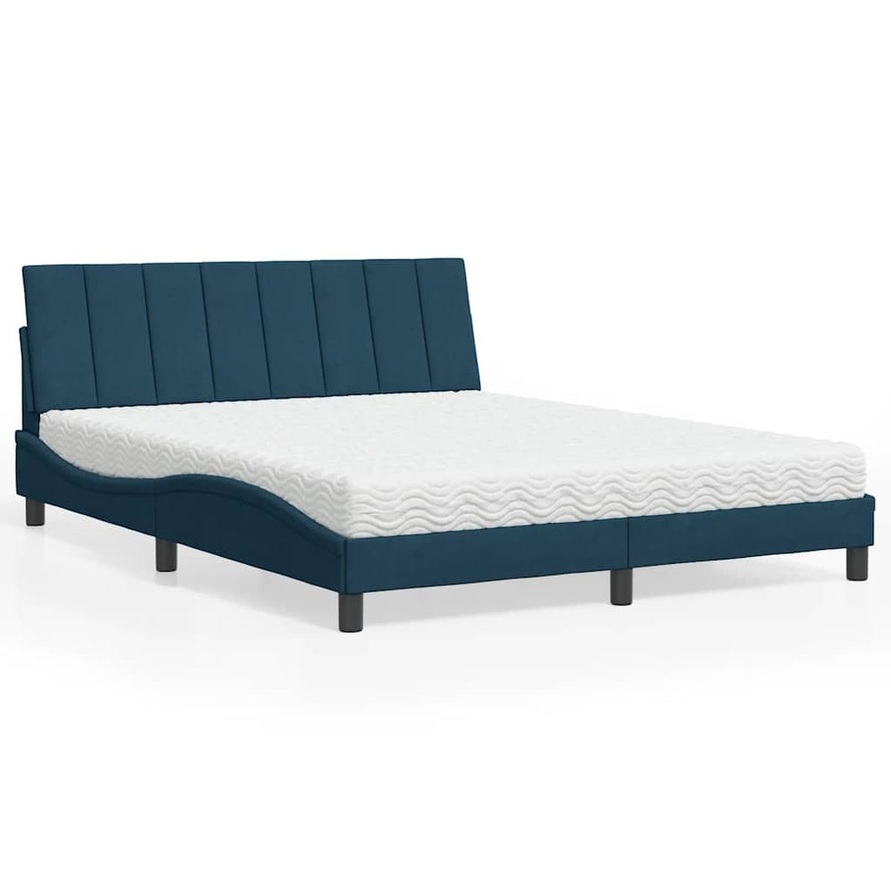 Bett mit Matratze Hanko Blau Samt 160x200