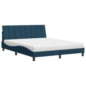 Bett mit Matratze Hanko Blau Samt 160x200