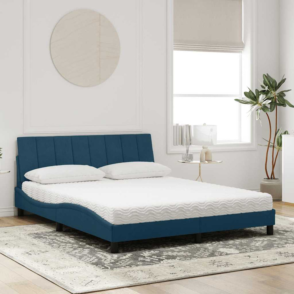 Bett mit Matratze Hanko Blau Samt 160x200