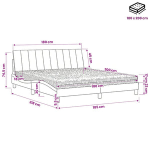 Bett mit Matratze Hanko Hellgrau Samt 180x200