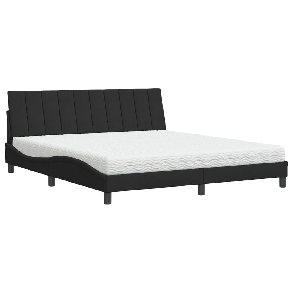 Bett mit Matratze Hanko Schwarz 180x200 cm Samt
