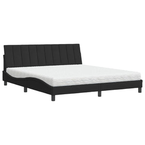Bett mit Matratze Hanko Schwarz 180x200 cm Samt
