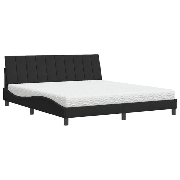 Bett mit Matratze Hanko Schwarz 180x200 cm Samt