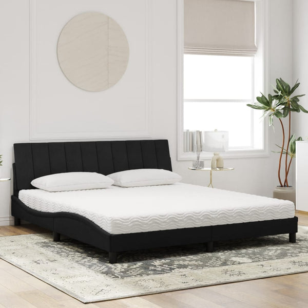 Bett mit Matratze Hanko Schwarz 180x200 cm Samt