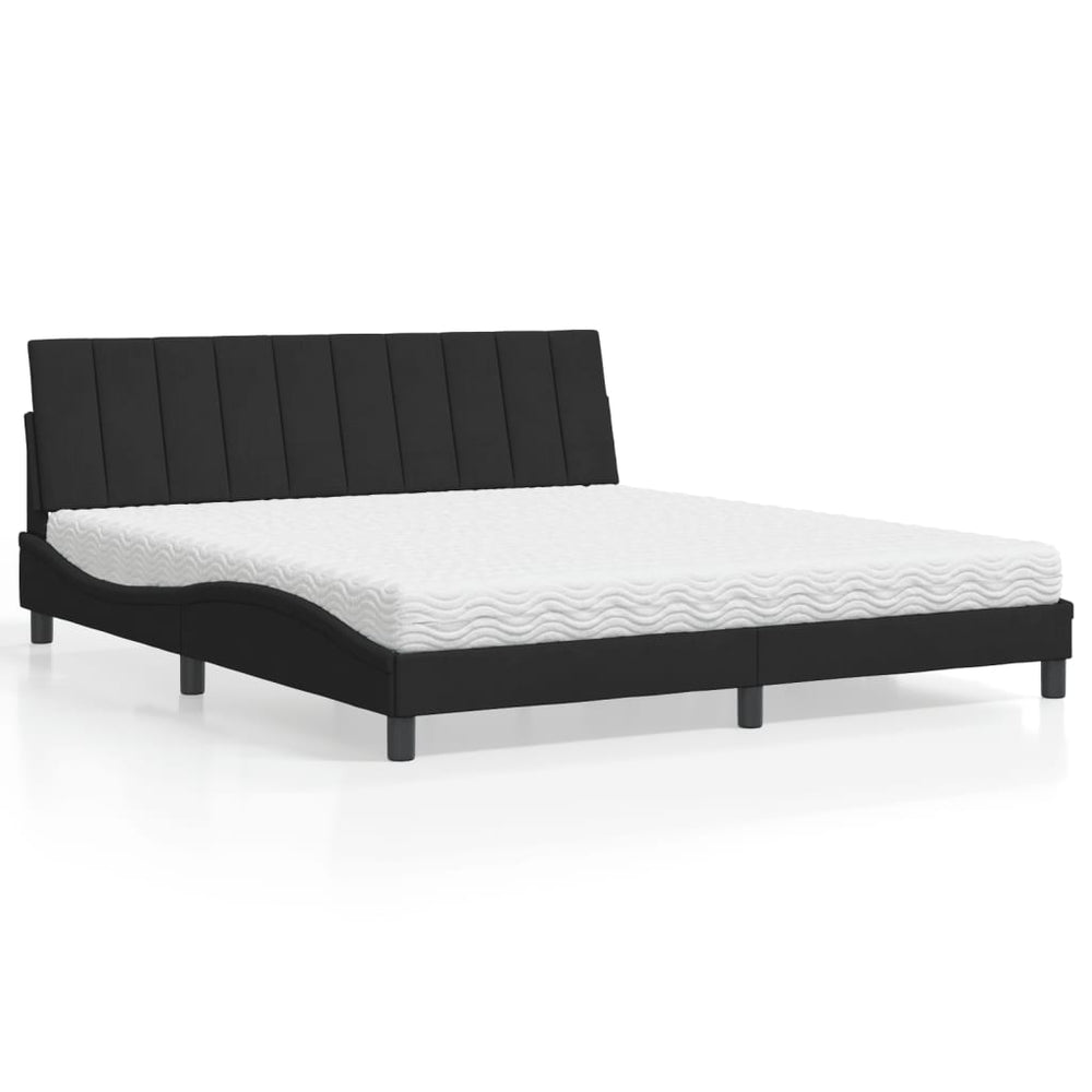 Bett mit Matratze Hanko Schwarz 180x200 cm Samt