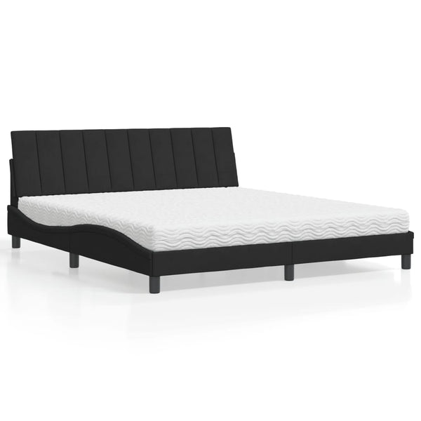 Bett mit Matratze Hanko Schwarz 180x200 cm Samt