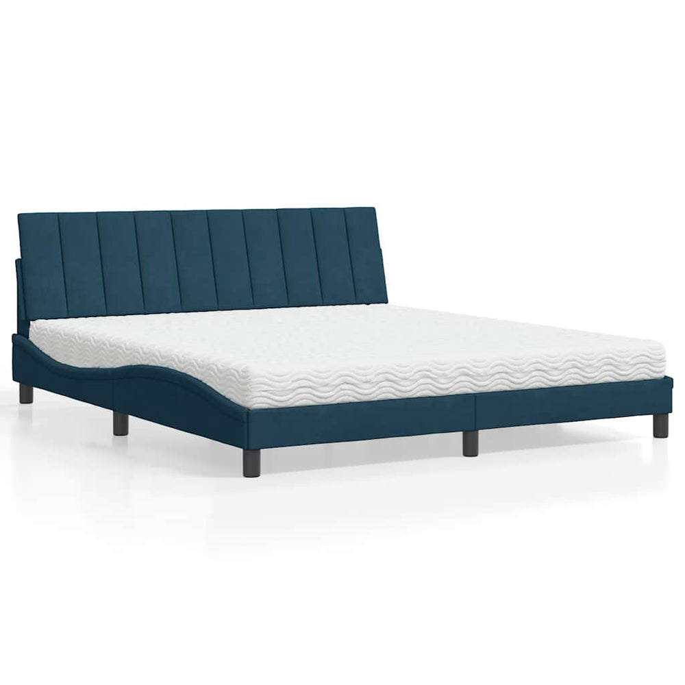 Bett mit Matratze Hanko Blau 180x200 cm Samt