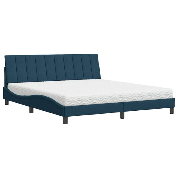 Bett mit Matratze Hanko Blau 180x200 cm Samt