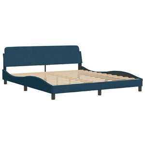 Bett mit Matratze Hanko Blau 180x200 cm Samt