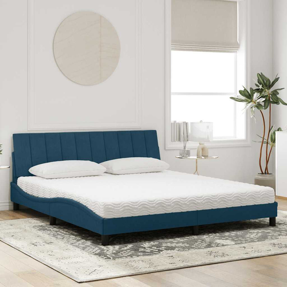 Bett mit Matratze Hanko Blau 180x200 cm Samt
