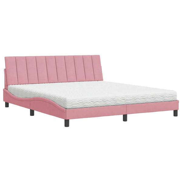 Bett mit Matratze Hanko Rosa 180x200 cm Samt