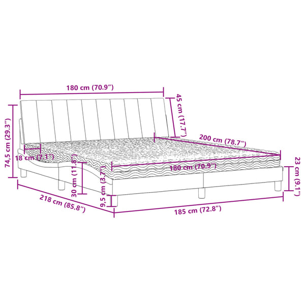 Bett mit Matratze Hanko Rosa 180x200 cm Samt