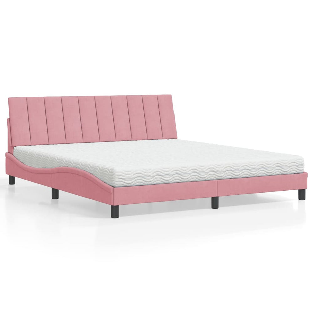 Bett mit Matratze Hanko Rosa 180x200 cm Samt