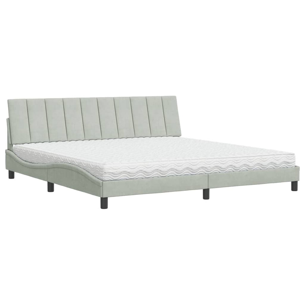 Bett mit Matratze Hanko Hellgrau Samt 200x200 cm
