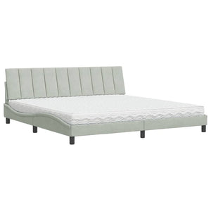 Bett mit Matratze Hanko Hellgrau Samt 200x200 cm