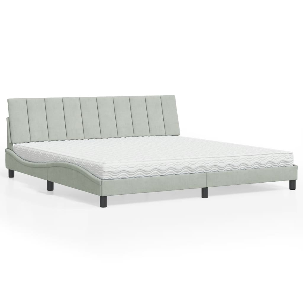 Bett mit Matratze Hanko Hellgrau Samt 200x200 cm