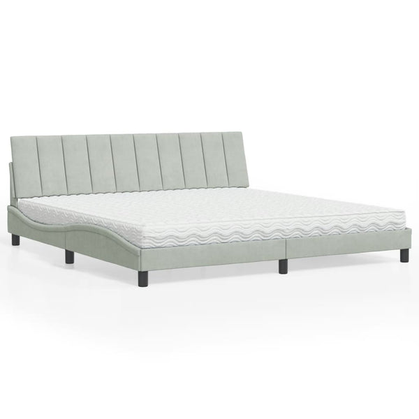 Bett mit Matratze Hanko Hellgrau Samt 200x200 cm