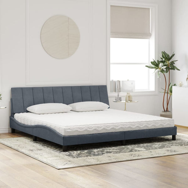 Bett mit Matratze Hanko Dunkelgrau 200x200 cm