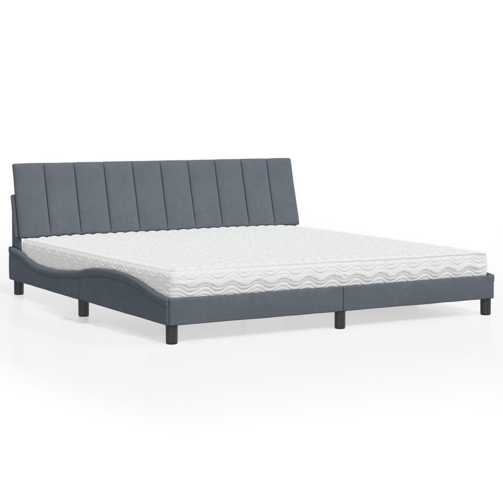 Bett mit Matratze Hanko Dunkelgrau 200x200 cm