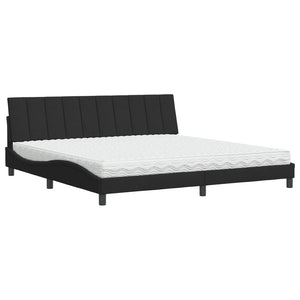 Schwarzes Samtbett mit Matratze 200x200 cm