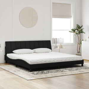 Schwarzes Samtbett mit Matratze 200x200 cm
