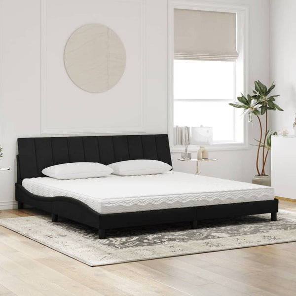 Schwarzes Samtbett mit Matratze 200x200 cm