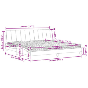Schwarzes Samtbett mit Matratze 200x200 cm