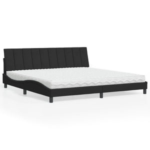 Schwarzes Samtbett mit Matratze 200x200 cm