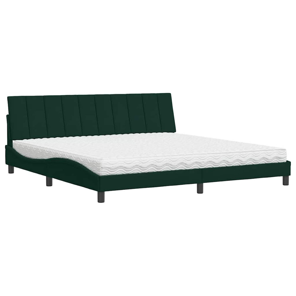Bett mit Matratze Hanko Dunkelgrün 200x200 cm Samt