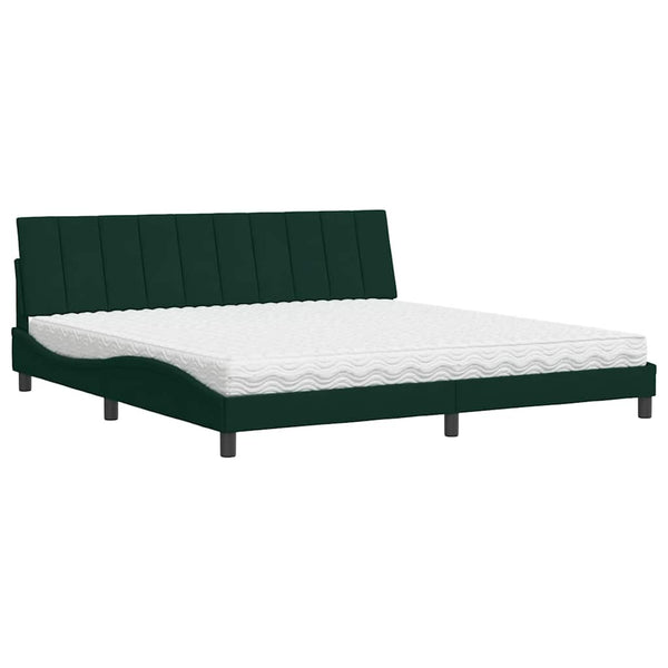 Bett mit Matratze Hanko Dunkelgrün 200x200 cm Samt