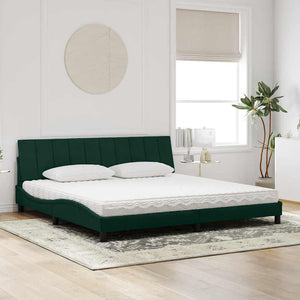 Bett mit Matratze Hanko Dunkelgrün 200x200 cm Samt
